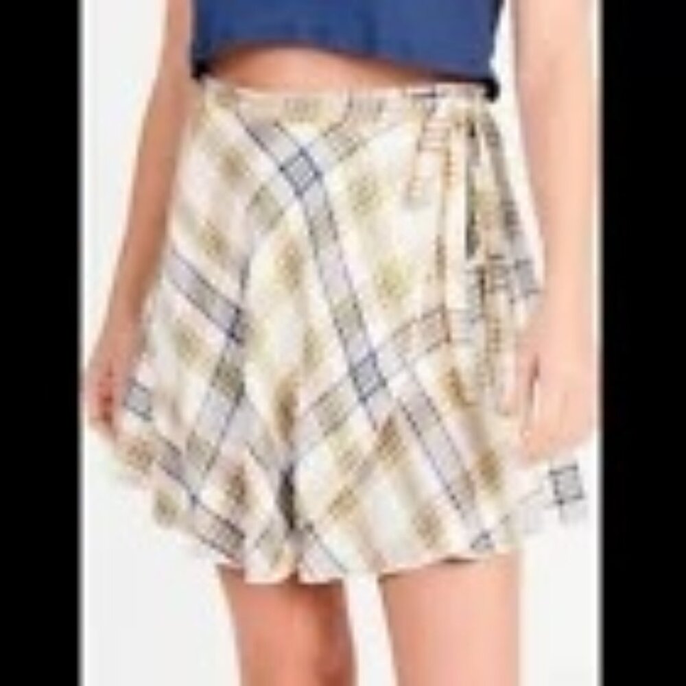 Altar'd State Plaid Skater‎ Skirt Womens S Cream Elevated Basic Sparkly Academia